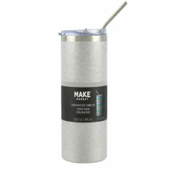 20oz. Silver Glitter Stainless Steel Sublimation Tumbler by Make Market®