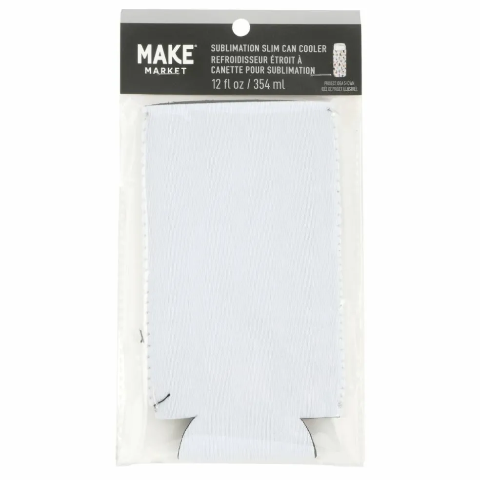 12oz. Slim White Neoprene Sublimation Can Cooler by Make Market®