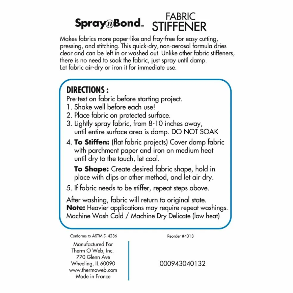 7oz. Therm O Web SpraynBond™ Heat-Bonded Fabric Stiffener