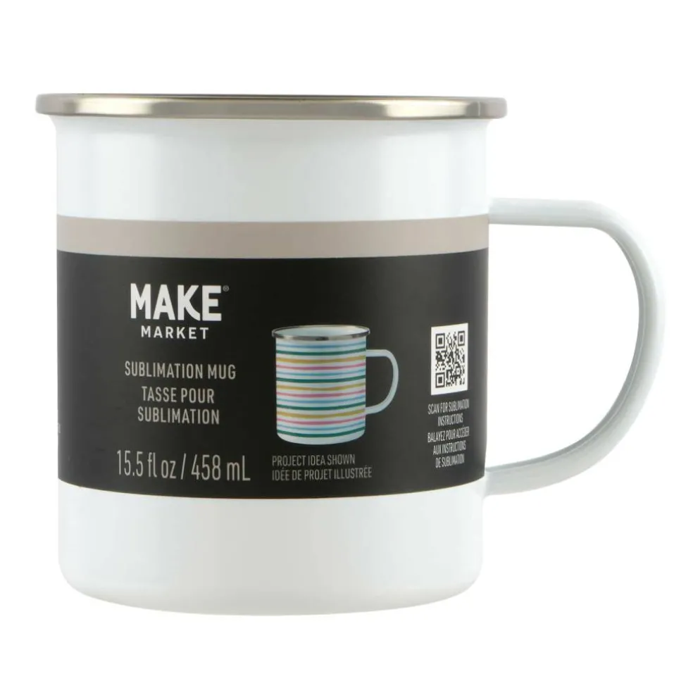 15.5oz. White Metal Sublimation Camping Mug by Make Market®