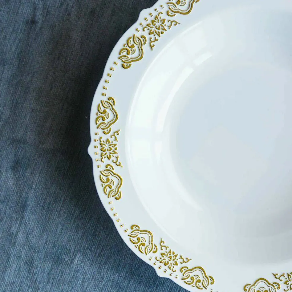 12 oz White Plastic Bowls Trim Wedding Banquets