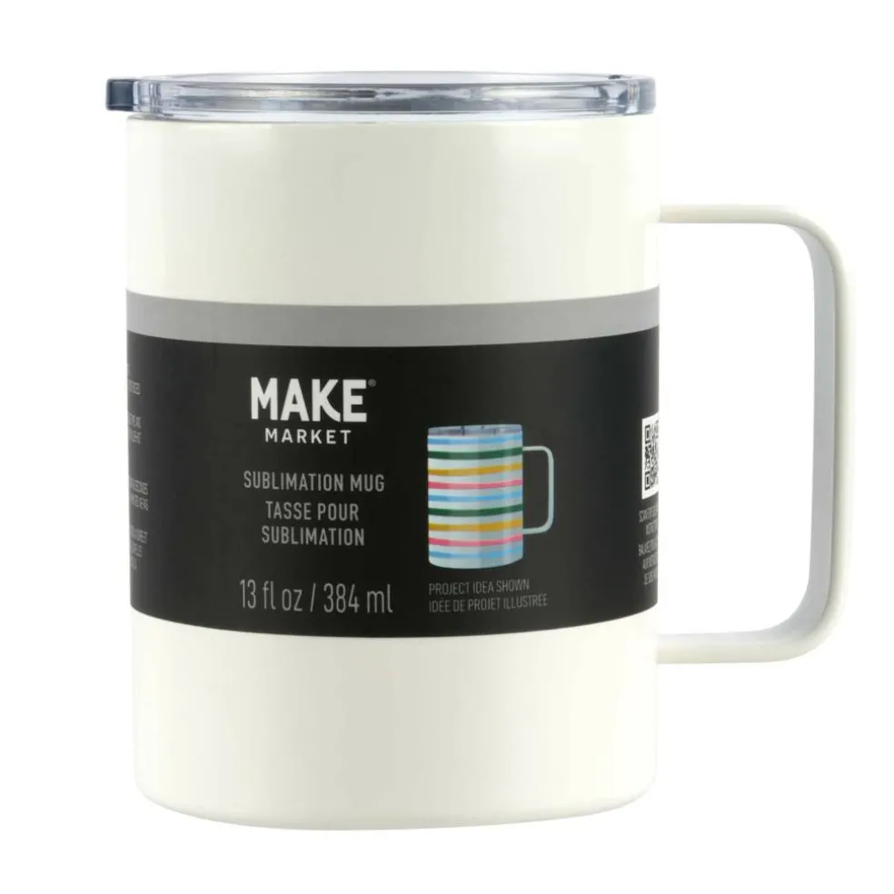 13oz. White Stainless Steel Sublimation Mug with Lid by Make Market®