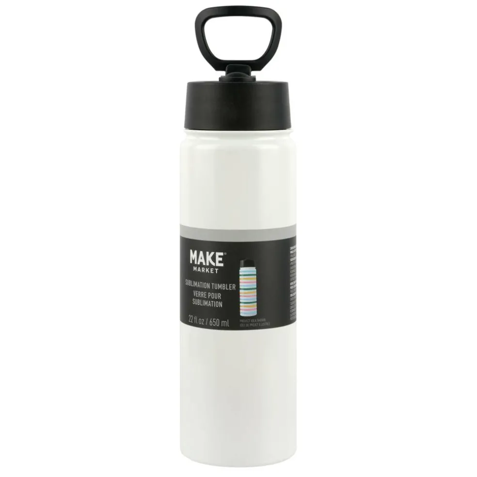 22oz. White Stainless Steel Sublimation Water Bottle by Make Market®