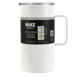 20oz. White Stainless Steel Sublimation Mug with Lid by Make Market®