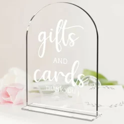 6 Pack Acrylic Wedding Table Signs 5 x 7 Inch Freestanding Wedding Ceremony and Reception Sign Set with Stands for Bridal Shower Anniversary Engagement Party Decorations