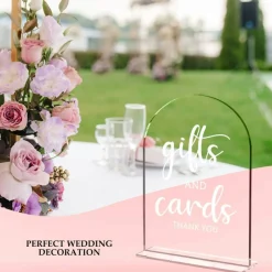 6 Pack Acrylic Wedding Table Signs 5 x 7 Inch Freestanding Wedding Ceremony and Reception Sign Set with Stands for Bridal Shower Anniversary Engagement Party Decorations