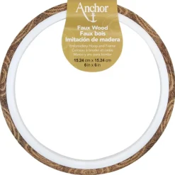12 Pack: Anchor® 6" Faux Wood Round Embroidery Hoop & Frame