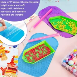 6 Pack Anti-Slip Sticky Mats for Diamond Painting ā 5.5 x 2.9 Inch Silicone Non-Slip Gel Pads ā Reusable Adhesive Grip Pads for Diamond Art Trays, Craft Tools, Phone & Small Object Holder (6 Colors)
