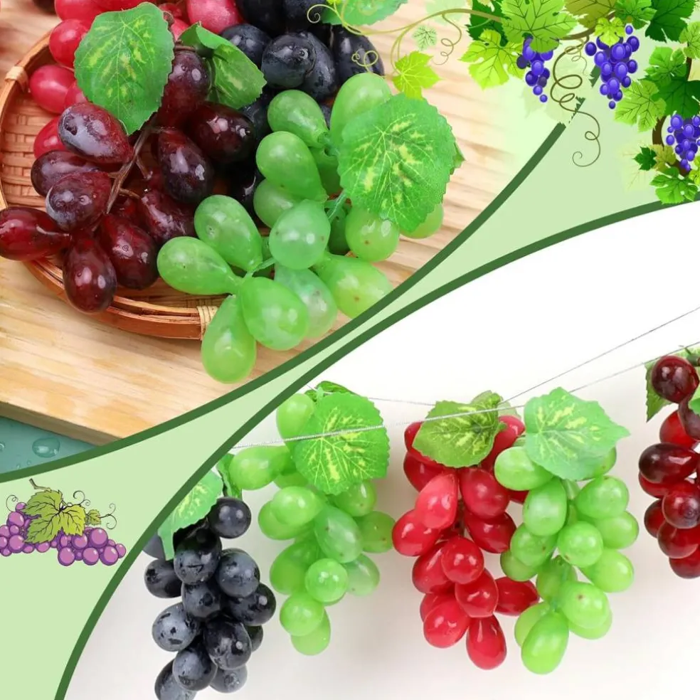 16 Pack Artificial Fake Grapes - Black Purple Red Green