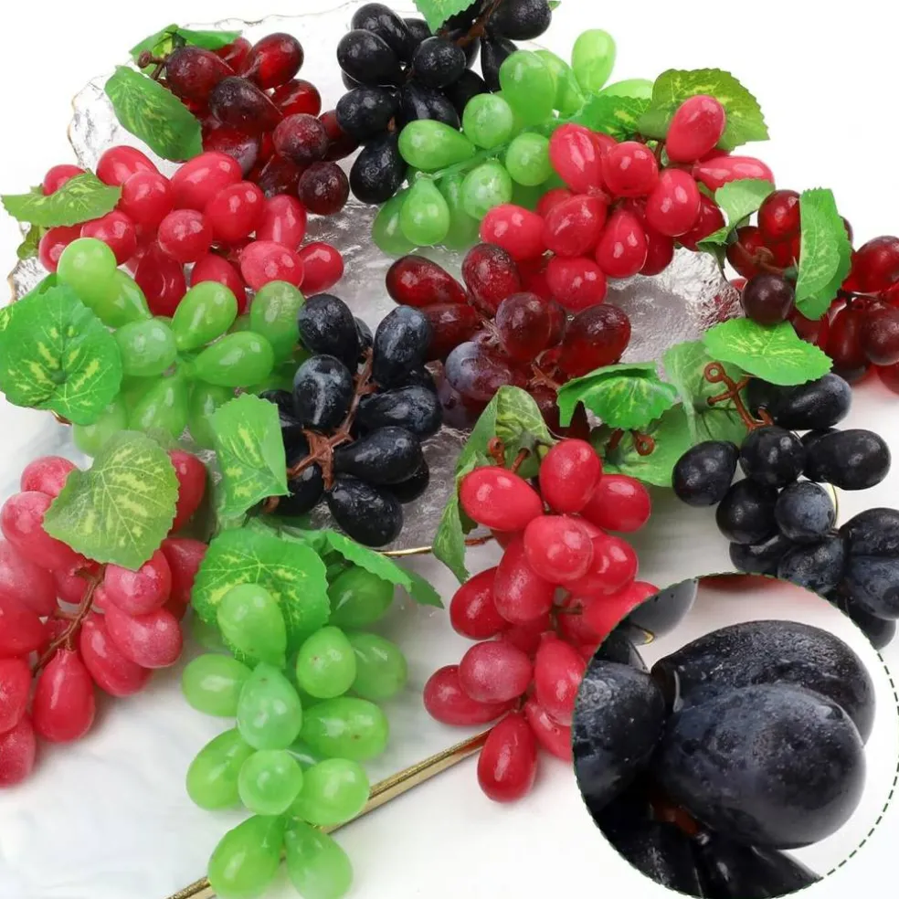 16 Pack Artificial Fake Grapes - Black Purple Red Green