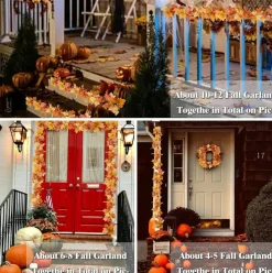 2 Pack Artificial Fall Leaf Garland 13FT Each – Total 26FT Autumn Maple Leaves Vine Decorations for Home Mantel Fireplace Door Wall Thanksgiving Harvest Party Decor