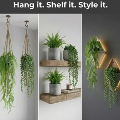 4 Pack Artificial Hanging Plants with Pots – Faux Eucalyptus, Ivy & Fern Trailing Vines – Realistic Fake Potted Greenery for Bathroom Shelf, Office Desk, Bookshelf & Home Decor (Indoor/Outdoor)