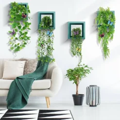 4 Pack Artificial Hanging Plants with Pots – Faux Eucalyptus, Ivy & Fern Trailing Vines – Realistic Fake Potted Greenery for Bathroom Shelf, Office Desk, Bookshelf & Home Decor (Indoor/Outdoor)