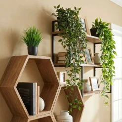 5 Pack Artificial Hanging & Potted Plants Set – Faux Eucalyptus, Fern & Ivy Vines | UV Resistant Fake Plants for Shelf, Wall, Desk, Bathroom, Home & Office Indoor/Outdoor Decor