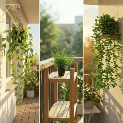 5 Pack Artificial Hanging & Potted Plants Set – Faux Eucalyptus, Fern & Ivy Vines | UV Resistant Fake Plants for Shelf, Wall, Desk, Bathroom, Home & Office Indoor/Outdoor Decor