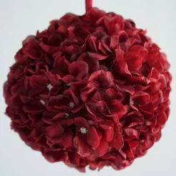 4 Pack 7" Artificial Hydrangea Kissing Flower Balls with Ribbon Handle for Wedding Party Decorations