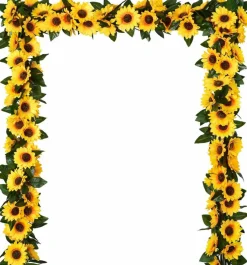 3-Pack Artificial Sunflower Garland – Silk Sunflower Vine with Green Leaves, Perfect for Wedding, Table, Home, and Party Decor