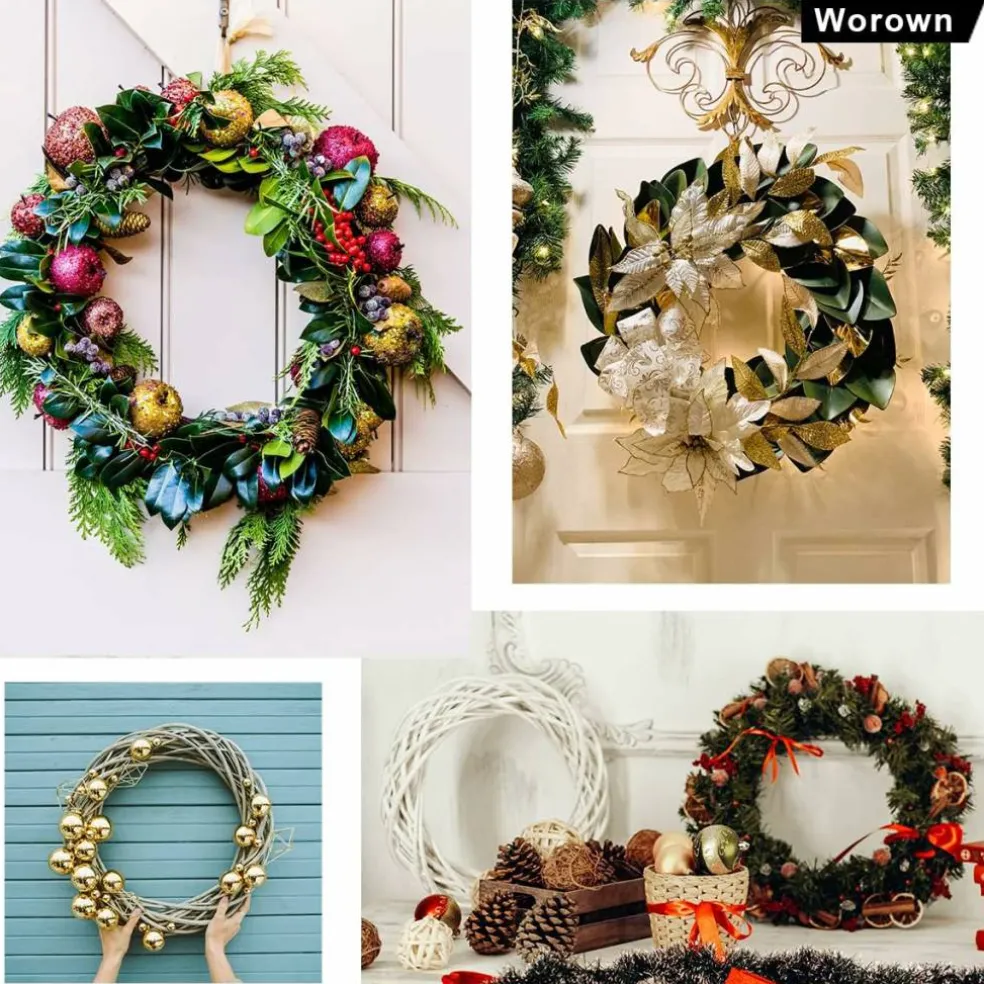 16 Pack Bamboo Floral Hoops Multi Size Wooden Wreath Rings For DIY Crafts Wedding Decor