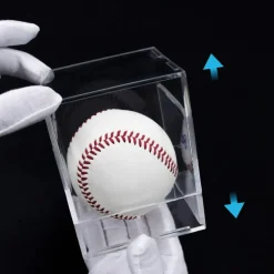 4 Pack Baseball Display Cases - UV Protected Acrylic Square Baseball Holder, Official Size Baseball Display Boxes, Clear Display Cube Baseball Memorabilia Showcase Autographed Ball Protector