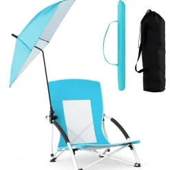 2 Pack Beach Umbrella Chair for Adults with Adjustable Parasol