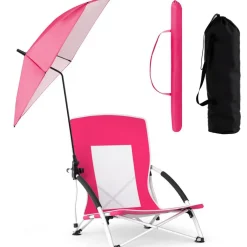 2 Pack Beach Umbrella Chair for Adults with Adjustable Parasol