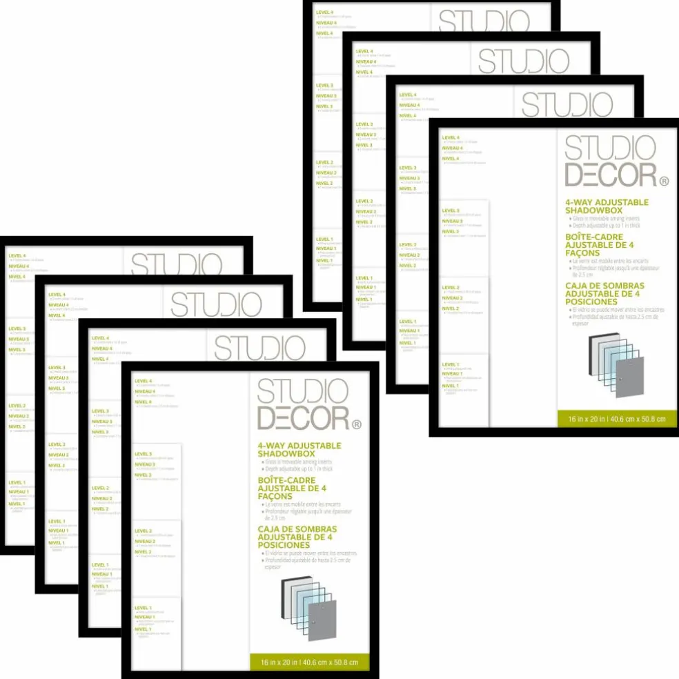 8 Pack: Black Adjustable-Depth 16" x 20" Shadow Box by Studio Décor®