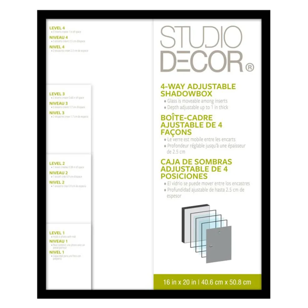 8 Pack: Black Adjustable-Depth 16" x 20" Shadow Box by Studio Décor®