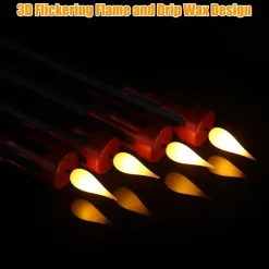 4-Pack Black Flameless Taper Candles – LED Halloween Decor with Remote & Timer, Battery Operated