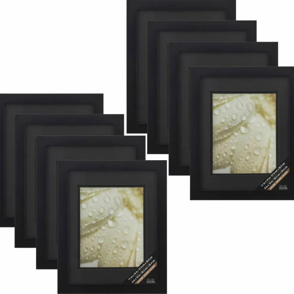 8 Pack: Black Gallery Wall Frame with Double Mat Airfloat Gallery™ by Studio Décor®