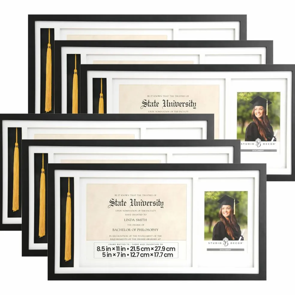 6 Pack: Black Graduation Certification & Tassel 5" x 7" Frame by Studio Décor®