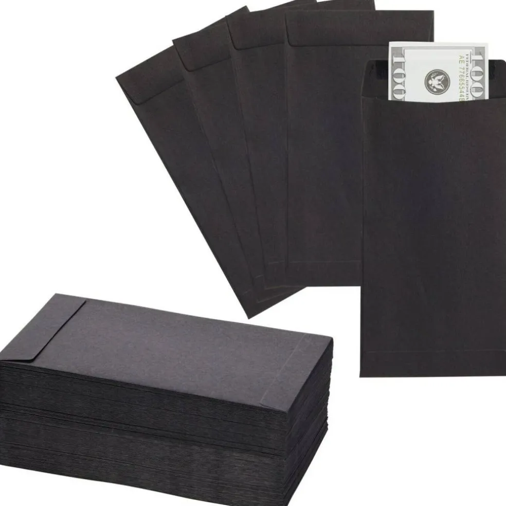 100 Pack Black Money Envelopes for Cash Budgeting