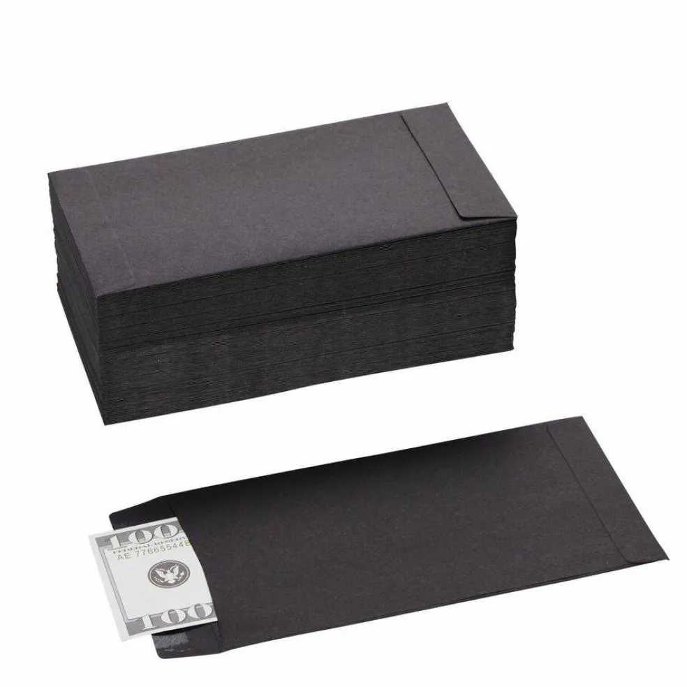 100 Pack Black Money Envelopes for Cash Budgeting