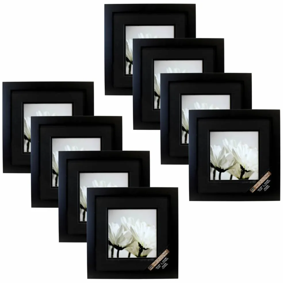 8 Pack: Black Square Gallery Wall Frame with Black Double Mat by Studio Décor®