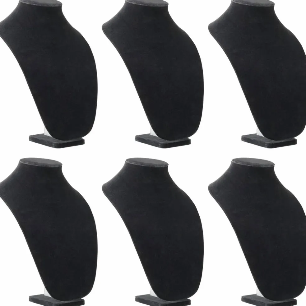 6 Pack: 12" Black Velvet 3D Necklace Stand by Bead Landing™
