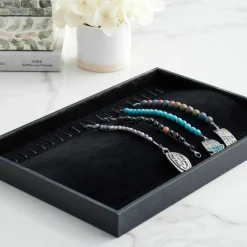 12 Pack: Black Velvet Jewelry Tray with Hooks by Bead Landing™