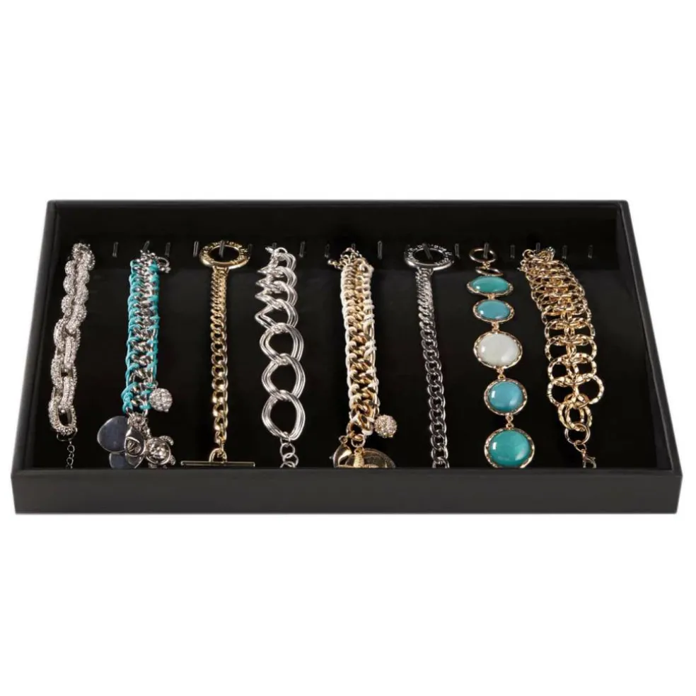12 Pack: Black Velvet Jewelry Tray with Hooks by Bead Landing™