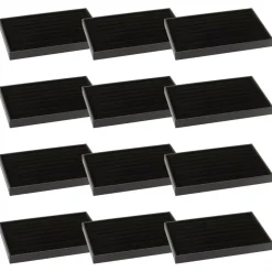 12 Pack: Black Velvet Ring Display Tray by Bead Landing™