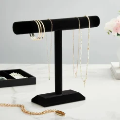 8 Pack: 12" Black Velvet Single Bar Jewelry Stand by Bead Landing™