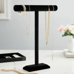 8 Pack: 18" Black Velvet Single Bar Jewelry Stand by Bead Landing™