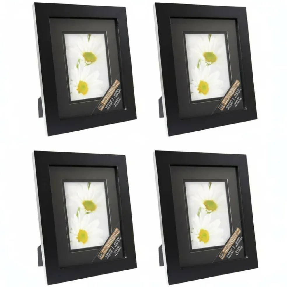 8 Pack: Black 5" x 7" Gallery Frame with Black Double Mat Airfloat Gallery™ by Studio Décor®