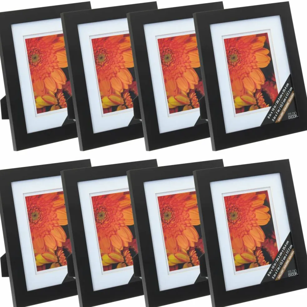 8 Pack: Black 5" x 7" Gallery Frame with Double Mat by Studio Décor®