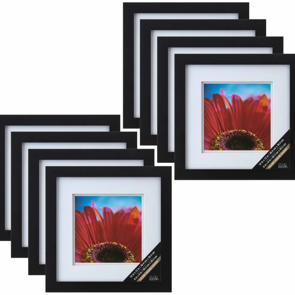 8 Pack: Black 8" x 8' Square Gallery Wall Frame with Double Mat by Studio Décor®