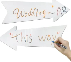 6 Pack Blank Arrow Yard Signs with Stakes 17 x 6 Inch Double Sided Corrugated Plastic Directional Signs for Wedding Birthday Party Garage Sale Open House Event Lawn Decorations
