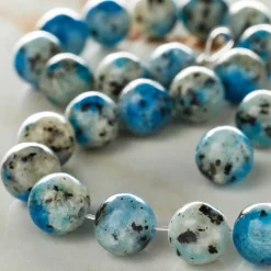 12 Pack: Blue & White K2 Stone Round Beads, 8mm by Bead Landing®