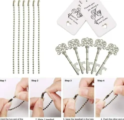 60 Pack Bottle Opener,Wedding Favors for Guest Vintage Skeleton Key Bottle Opener,Wedding Gifts Key Bottle Openers with Escort Tag Cards and Key Chains (Silver)
