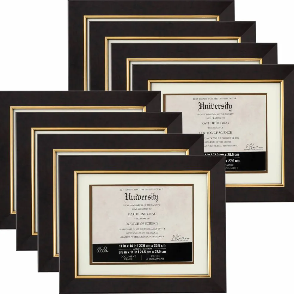 8 Pack: Brown & Gold 8.5" x 11" Document Frame with Mat by Studio Décor®