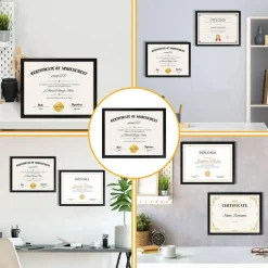 5 PACK Certificate Frames 8.5 x 11,Black Diploma Frame Document Frame with Clear Plexiglass,Picture Frames for Tabletop and Wall Display