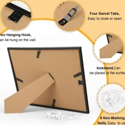 5 PACK Certificate Frames 8.5 x 11,Black Diploma Frame Document Frame with Clear Plexiglass,Picture Frames for Tabletop and Wall Display