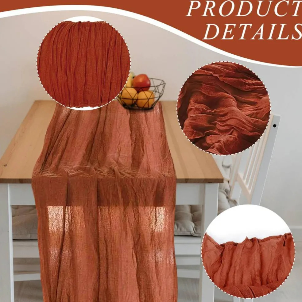 12 Pack Cheesecloth Table Runner, Runner Gauze Boho Wedding Decor Romantic Table Runner for Wedding Birthday Party(35" x 118") (Terracotta)