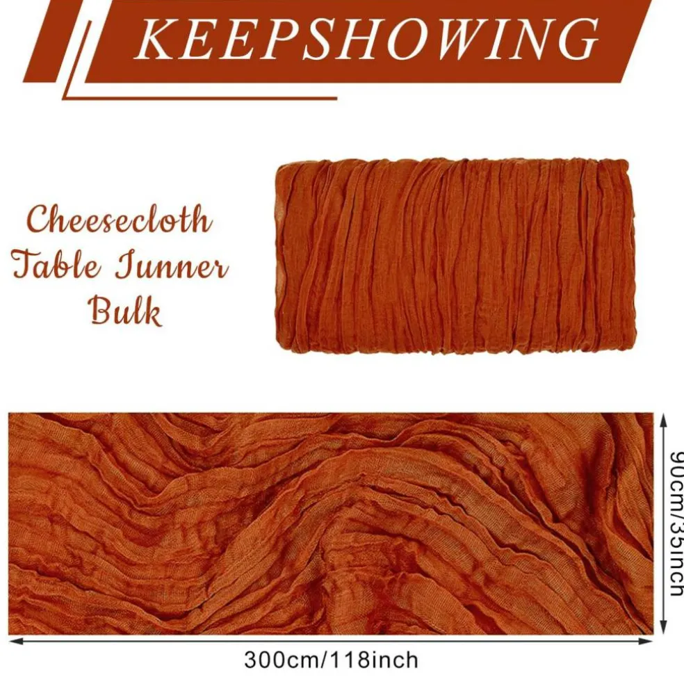12 Pack Cheesecloth Table Runner, Runner Gauze Boho Wedding Decor Romantic Table Runner for Wedding Birthday Party(35" x 118") (Terracotta)